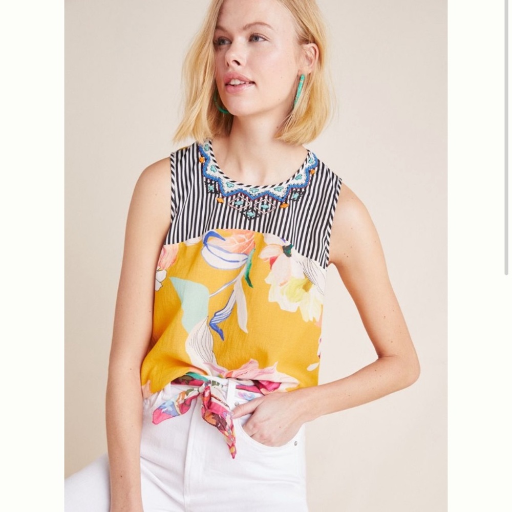 NWOT Anthropologie Elle Embroidered Top